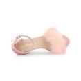 thumbnail image 4 of BLISSFUL STEP Women's Faux Fur Ankle Strap Block Heel Open Toe Sandals Pink 10, 4 of 8
