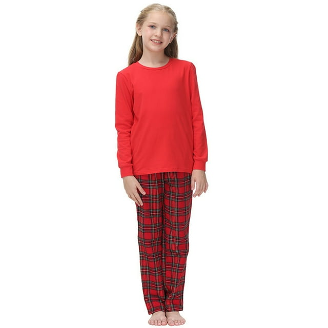 KAWELL Ensemble de Pyjamas Unisexes Garçons Filles Haut à Manches Longues et Pantalon 2 Pcs Pyjamas 5-14 Ans