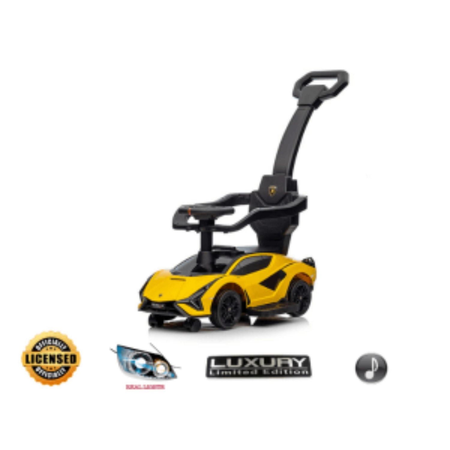 Officially Licensed Lamborghini Sian Complete Edition 3 in 1 Push Car /  Safety Guards and Stroller with Handle