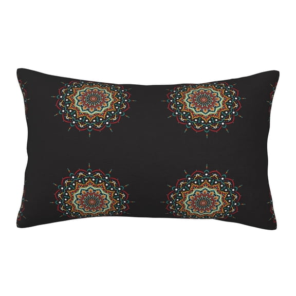 Fuzoiu Colorful Mandala Print Fuzzy Pillowcases, Super Soft Pillow Case Cover with Zipper for Bedroom, Sofa, Couch,Cozy Pillow Shams for All Seasons-14"x20"