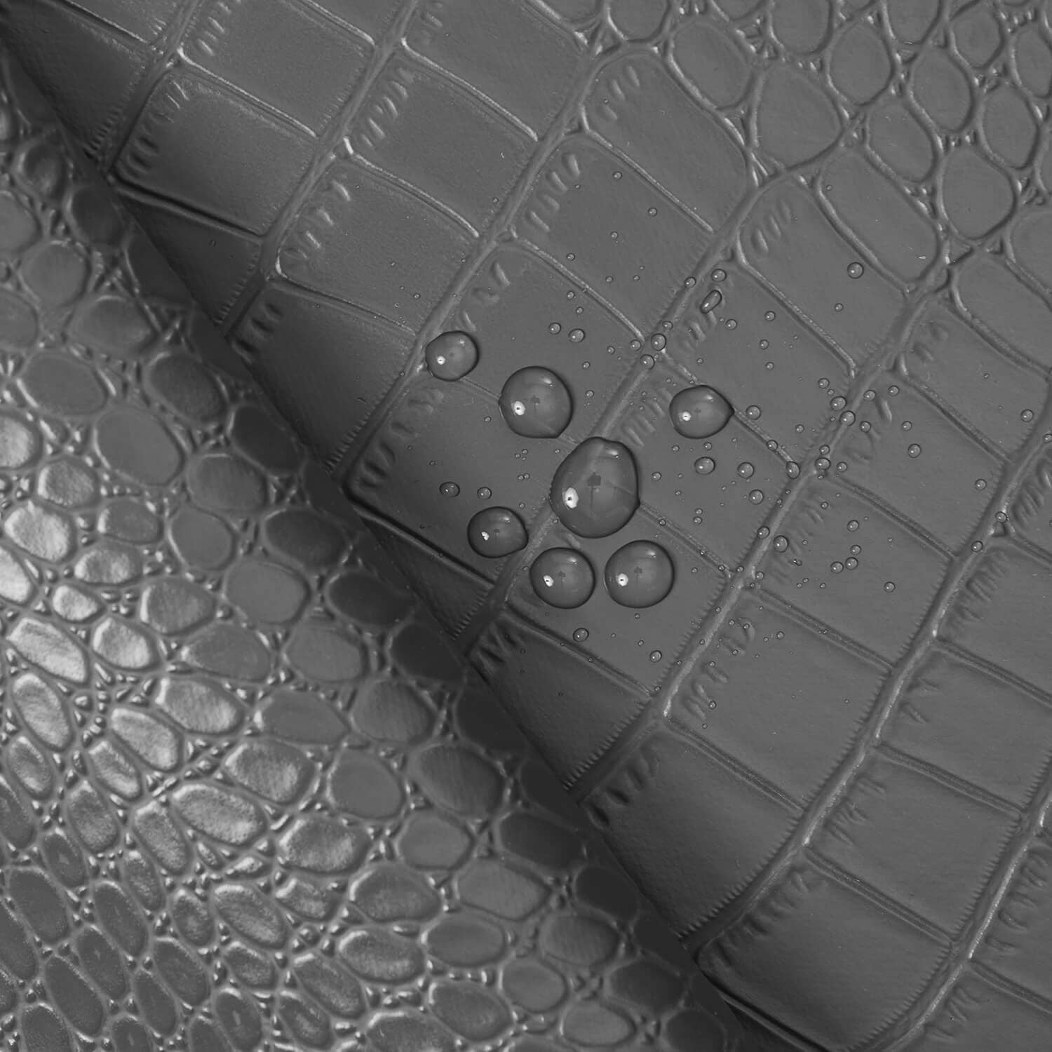 Ottertex® Vegan Alligator Leather PVC Waterproof Polyester Stretch Abrasion Resistant Vinyl Fabric By The Yard For Sewing & Upholstery (Grey, 10 Yards)