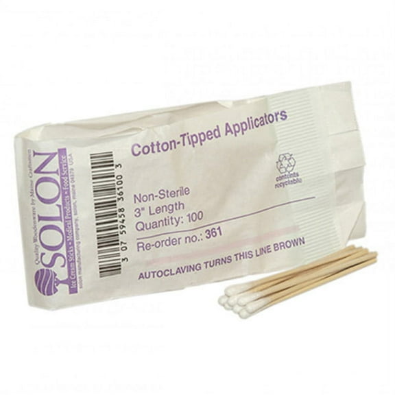 Cotton Tipped Applicators, 3", 100/Pkg