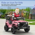 thumbnail image 5 of KALNUR 12V Ride on Toy Truck with Parent Remote Control, Kids Electric Car with Music and LED Lights,Pink, 5 of 9