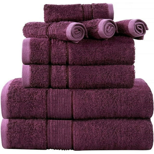 Prime Collections Ultra Soft Luxury Bamboo Cotton Bath Towel Set 8 Piece Towels 600 GSM 2 Bath Towels 2 Hand Towels and 4 Washcloths