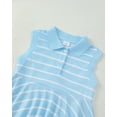 thumbnail image 3 of Baby Girls Clothes Toddler Girls Polo Dress 4T Girls Summer Casual Dress 5T Girls Lapel Sleeveless Stripe Dress Blue, 3 of 7