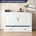 thumbnail image 4 of ijuicy Murphy Bed with Charging Station, Queen Size Solid Wood Cabinet Bed, Cube Chest Bed for Guest Room/ Office/Apartment-White, 4 of 8