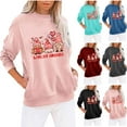thumbnail image 3 of Valentine's Day Sweatshirt for Women Long Sleeve Crew Neck Casual Pullover Tops with Pockets Graphic Printed Cute Shirt(Pink,S), 3 of 3