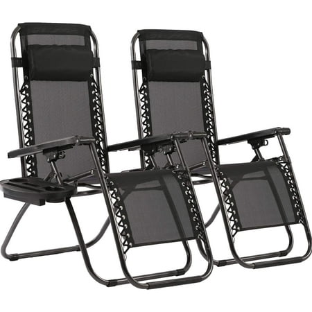 Bestmassage 2 Pack Utility Tray Steel Zero-Gravity Chair - Black And Gray