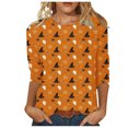 thumbnail image 2 of Ichuanyi liquidación de la moda femenina de tres cuartos de manga retro redonda de cuello redondo halloween tops suelto blusa tres cuartos de manga ICHUANYI WER202308216856, 2 of 5