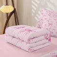 thumbnail image 5 of Homewish Ribbon Bowknot Zipper Full Size Comforter Sets with Fitted Sheet and 2 Pillowcases For Kids Girls,Pink Butterfly Zipper Bedding Set,Pink Reversible,4 Pieces, 5 of 7