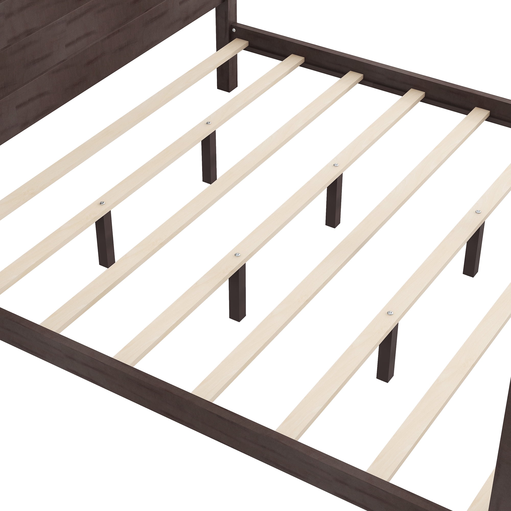 EUROCO Wood King Size Canopy Bed Frame, Solid Wood Platform Bed Legs for Kids Teens Adults, Brown