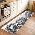 thumbnail image 2 of Grey Black Leaves 2'x6' Runner Rugs for Hallway Kitchen Bedside Non Slip Washable, Summer Botanical Watercolor Leaf Entryway Rug Runners with Rubber Backing, Long Carpet Runner for Laundry Room, 2 of 8