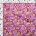 thumbnail image 3 of oneOone Silk Tabby Fuschia Pink Fabric Check Patchwork Sewing Material Print Fabric By The Yard 42 Inch Wide, 3 of 6