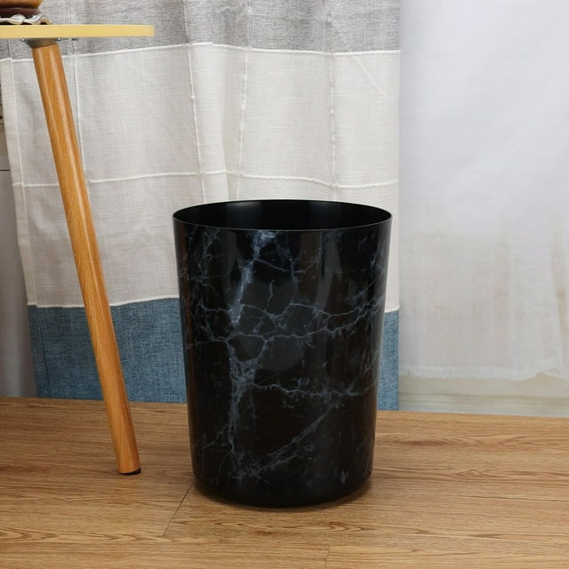 Mainstays 11.4 Litre Round Plastic Waste Can, Black Marble 1 Piece
