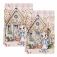 thumbnail image 2 of Easter Bunny Kitchen Towels Set of 2, Colorful Eggs Spring Flowers Pastoral Pink Plaid Absorbent Dish Towels for Kitchen, Microfiber Hand Towel, Quick Drying Tea Towel for Cleaning Dishcloths, 2 of 7