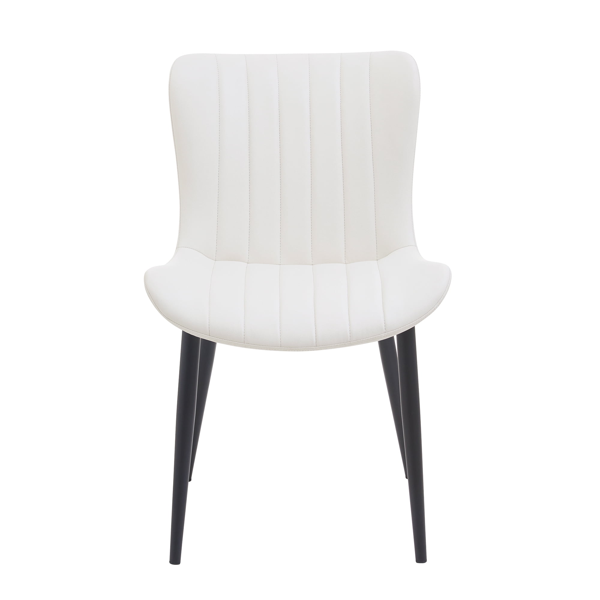 Euroco Modern Dining Chairs Set of 2, Accent Chairs with Curved Back and Iron Frame, Kitchen Side Chairs for Bedroom, Living Room,Dining Room,Cream White