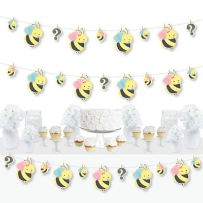 What Will It BEE? - Gender Reveal DIY Decorations - Clothespin Garland Banner - 44 Pieces