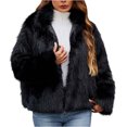 thumbnail image 2 of Womens Faux Fur Coat Winter Shaggy Casual Oversized Lapel Jackets Warm Fuzzy Short Outerwear Black S, 2 of 7