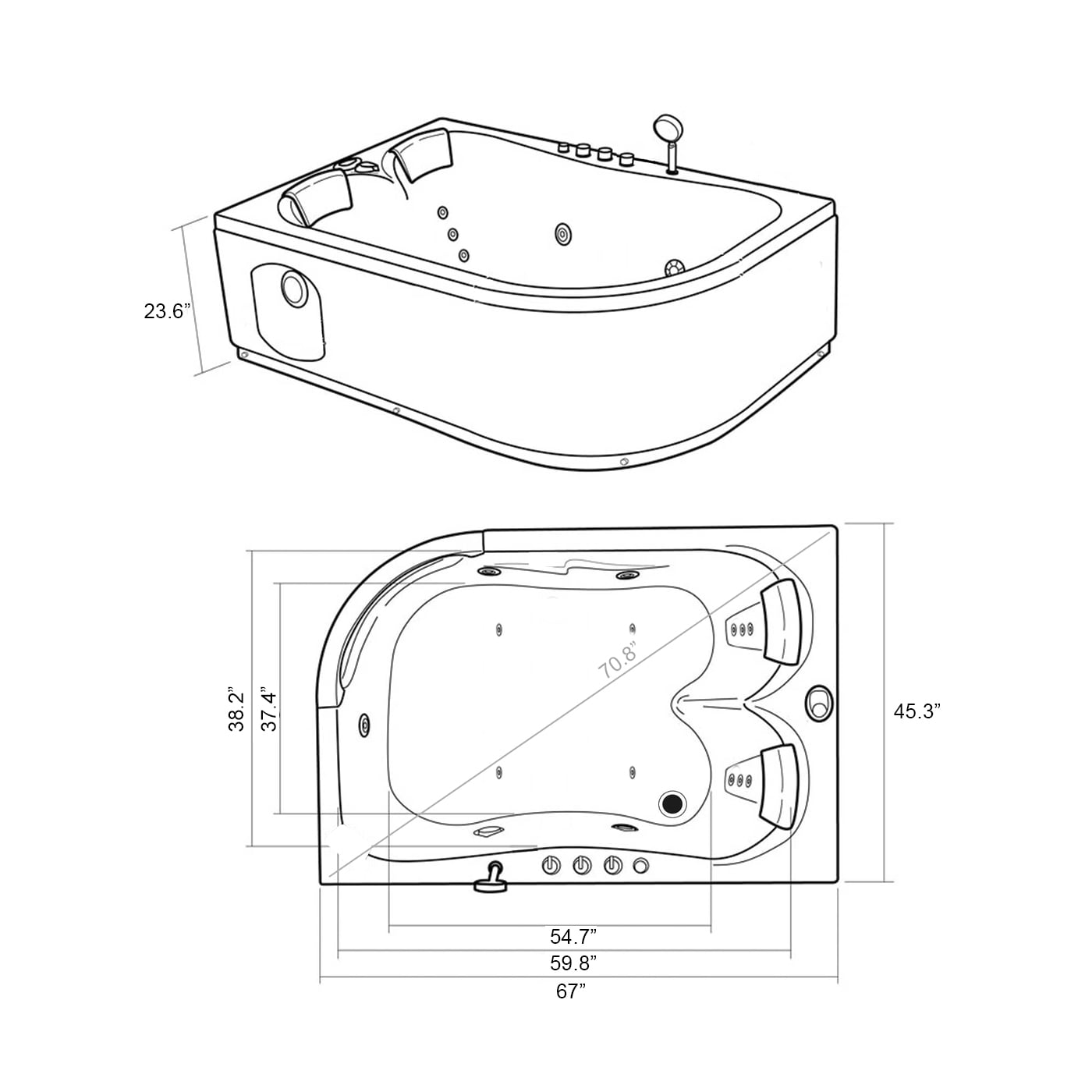 Hot Tub black 66.5″ x 45″ with Heater – Black Havana