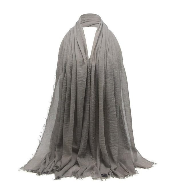 WEAIXIMIUNG Girls Hat and Gloves Set Age 10-12 Ladies' Solid Color Pleated Linen Scarf: Versatile Sunscreen Air Conditioning Shawl