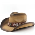 thumbnail image 2 of XIAOCHA Women's Breathable Straw Cowboy Hat Sun Protection Shapeable Brim Horse Riding Rodeo Cowgirl Hat,Coffee, 2 of 5