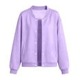 thumbnail image 2 of Little Girls Boys Long Sleeve Sweatshirt Snap Button Down with Side Pockets Loose Fit Soft Comfortable Casual Fall Outwear for Kids 4-15 Years, 2 of 7