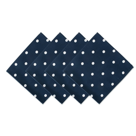 DII 18x18" Printed Polka Dot Cotton Napkin, Pack of 4, Perfect for Dining Room, Holiday Parties, and Everyday Use - Navy Base White Dots