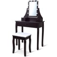 thumbnail image 2 of Patiojoy Make-Up Vanity Table Dresser Set w/LED Light & Padded Stool Black, 2 of 9