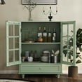 thumbnail image 3 of Sideboard Buffet Cabinet, Dining Room Storage Cabinet, Entryway Cabinet with Glass Doors Drawer for Living Room, Dining Room, Bathroom, Adjustable Shelf, Mint Green, 3 of 8