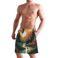 thumbnail image 2 of Dailycode Men's Quick Dry Swim Trunks Beach Shorts Casual Summer Board Shorts with Pockets, Forest Deer Sunset, 2 of 8