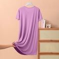 thumbnail image 4 of Plus Size Women's Nightgowns & Sleepshirts Casual Home Leisure Short Sleeve Crewneck Night Dress Sleepwear Dark Purple 7XL, 4 of 8