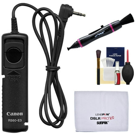 - Canon RS-60E3 Remote Switch Shutter Release Cord + Cleaning Kit for EOS 70D, 77D, Rebel T5, T5i, T6, T6i, T6s, T7i, SL1, SL2 Camera