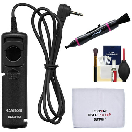 Canon RS-60E3 Remote Switch Shutter Release Cord + Cleaning Kit for EOS 70D, 77D, Rebel T5, T5i, T6, T6i, T6s, T7i, SL1, SL2 (Best Canon Remote Shutter Release)