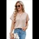 thumbnail image 3 of Camisetas de Mujer con Cuello en V y Botones, Corta, Corte Holgado, Informales, de Verano, Color Albaricoque, L, 3 of 10