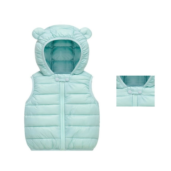 Girls Coat&jacket Baby Boys Girls Hooded Vest Winter Lightweight Sleeveless Bear Ears Zipper Up Jacket