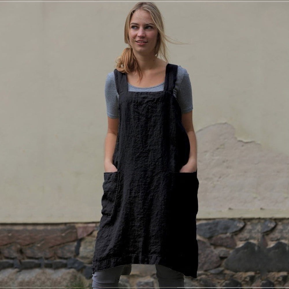 Black pinafore dress work hot sale