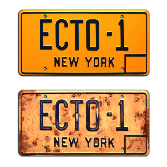 Ghostbusters Afterlife | ECTO-1 | Metal Stamped Replica License Plate Combo