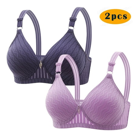 GERsome Women s Pack of 2 Assorted Color Push Up Wireless Bra Padded T Shirt Bras No Underwire Plunge Bralette Full Coverage 2PC#Blue/Purple XXL