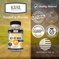 thumbnail image 4 of Kaya Naturals Vitamins K2 with D3 5000IU Supplement - Bone and Heart Health Supplement - Easy to Swallow Supplement - Bioperine Capsules - 60 Veggie Count, 4 of 8