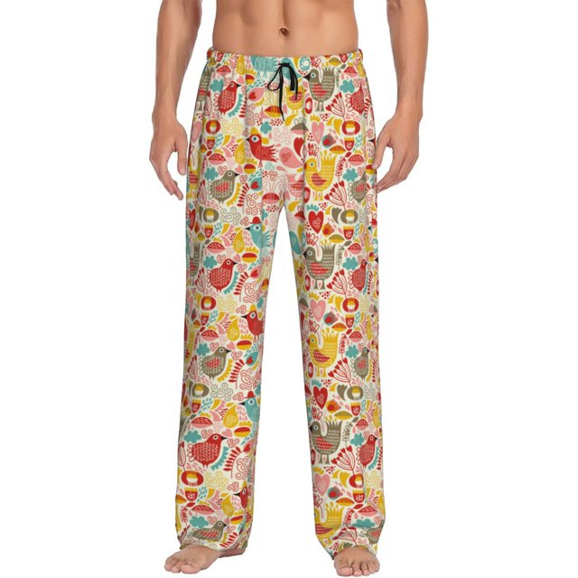 Balery Colorful Chicken Pantalones de pijama para hombre, pijama ultraligero, pantalón de descanso-Large