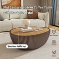 thumbnail image 4 of MDQMD 32.1'' Brown Modern Oval Coffee Table with Marble Top & Leather Covered,Round Stone Coffee Table for Living Room, 4 of 8