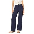 thumbnail image 2 of Lixiuxyad Cotton Linen Pants Women's Solid Color Simple Waist Pocket Pajama Pants Home Pants Casual Pants Wide Leg Straight Pants Blue, 2 of 6