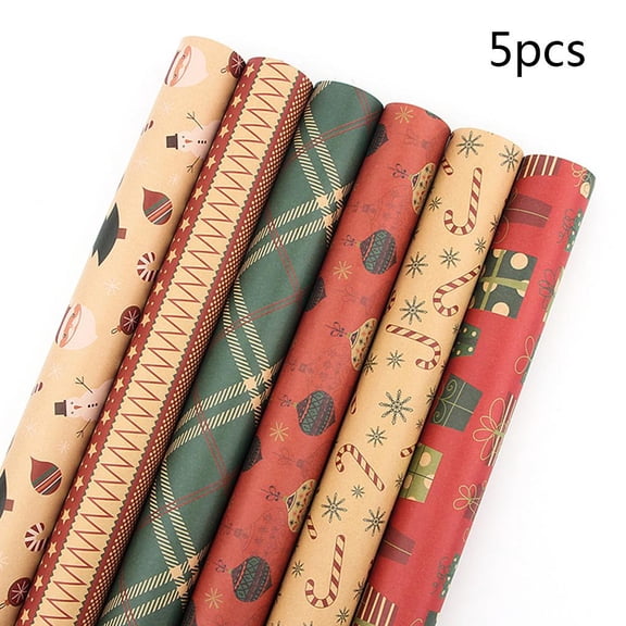 HILOGEL 50x70cm Retro Christmas Element Gifts Wrapping Paper DIY Handmade Present Packing Kraft Wraps for Xmas Party Holiday Wedding Decoration