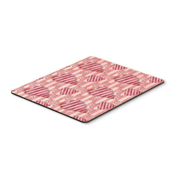Watercolor Red Striped Hearts Mouse Pad, Hot Pad or Trivet