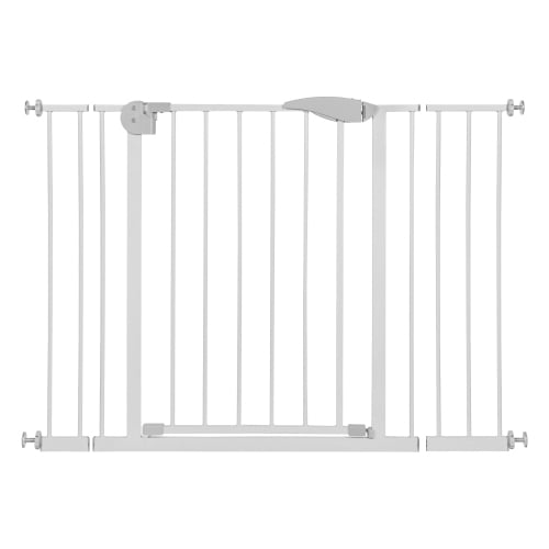 29.53-45.3" Baby Gate for Stairs, Toddler Safety Essentials for The House, Auto Close Dog Gate for Doorways,Easy Install Pressure Mounted Pet Gates for child & pet, White