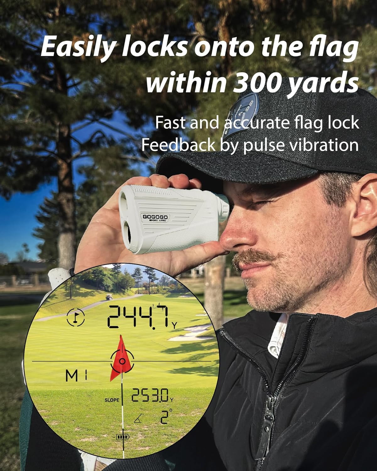 GOGOGO SPORT VPRO Magnetic Golf Rangefinder with Slope ON/OFF Switch, 1400 Yards Range Finder with Feet