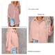 thumbnail image 5 of Blusa de corte casual Cuello en V Abotonado Manga larga enrollable Cuello vuelto Blusa holgada Rosa L, 5 of 6