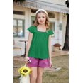 thumbnail image 3 of Arshiner Summer Shirts for Girls Girls Short Sleeve Tops Casual Square Neck T Shirts Kids Tunic Tees Blouses Black 11-12 Years 160 Oasis, 3 of 6