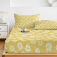 thumbnail image 6 of Cal.King Size Fitted Sheet Set - Yellow Flowers 3 Piece Bedding Sets 16" Deep Pocket Fitted Sheet with 2 Pillowcases, Country Botanical Blossom Floral Plants Brushed Microfiber Hotel Bed Sheets, 6 of 9