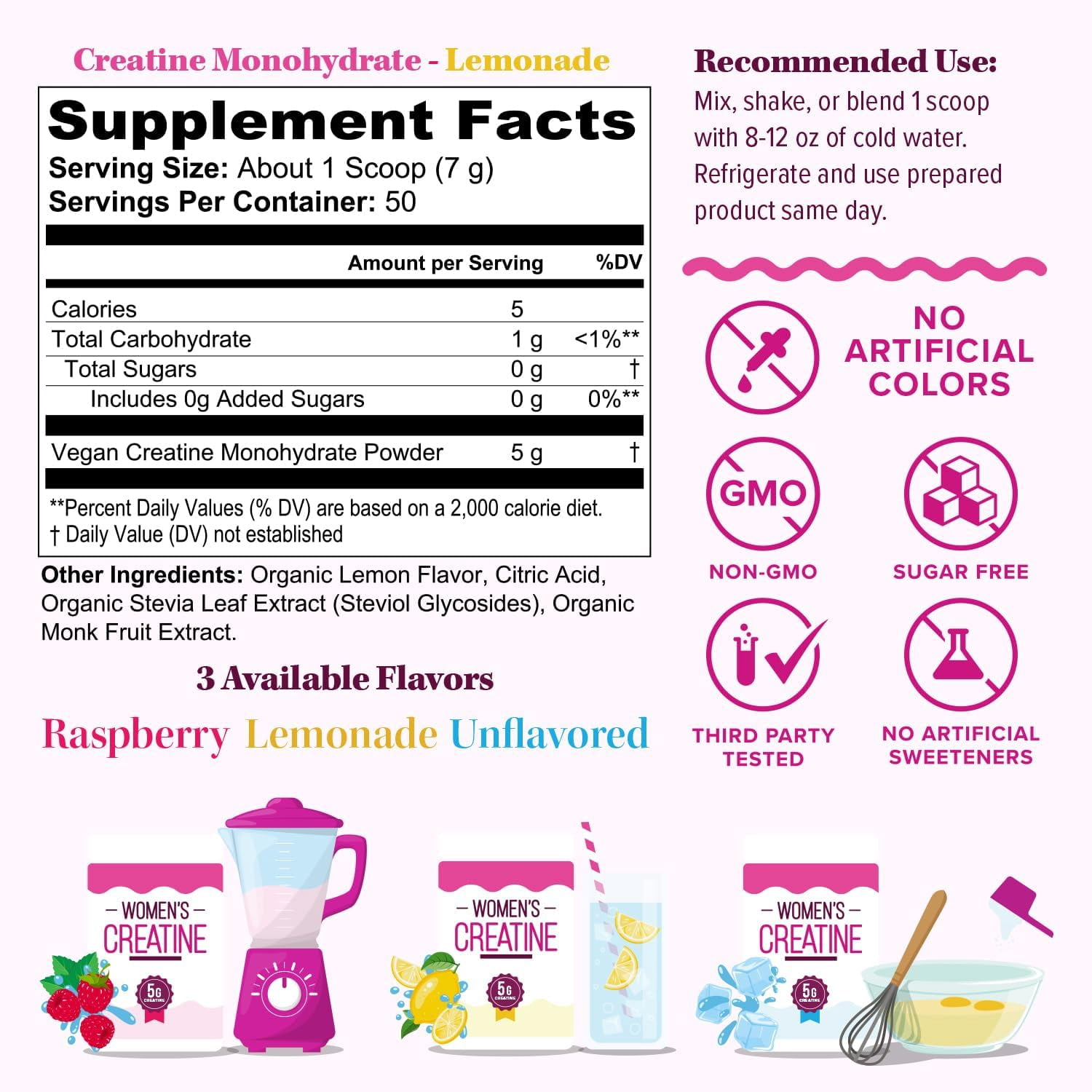 Micronized Creatine Monohydrate Powder – 5 g per Serving | Supports Strength & Muscle Recovery | No Sugar or Fillers | Lemonade Flavor | 50 Servings